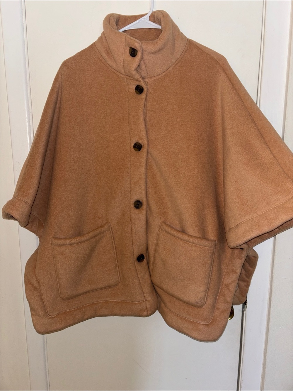 Cuddl Duds Camel Button-Front Short Cape Side S/M